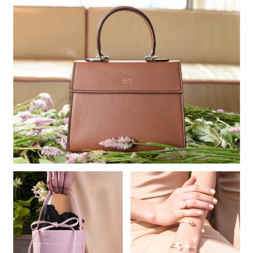 Mateo New York Elegant Brown And Pink Satchel
